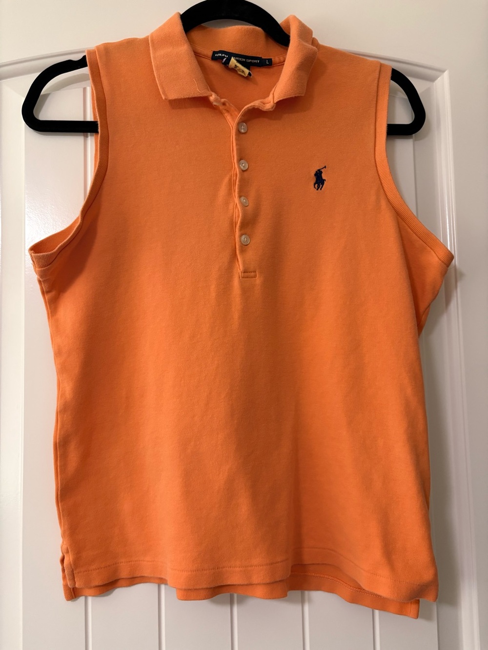 Ralph Lauren Orange Sleeveless Polo with Navy Pony